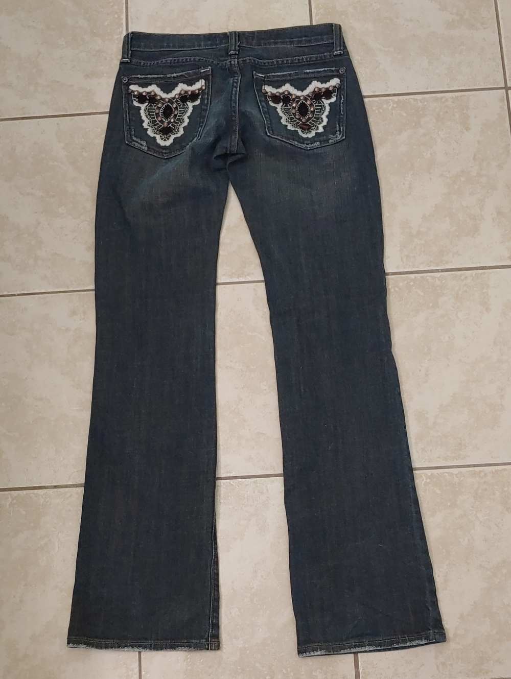 Vigoss Women's 26 Western Jeans Dark Wash Bootcut Embellished Denim